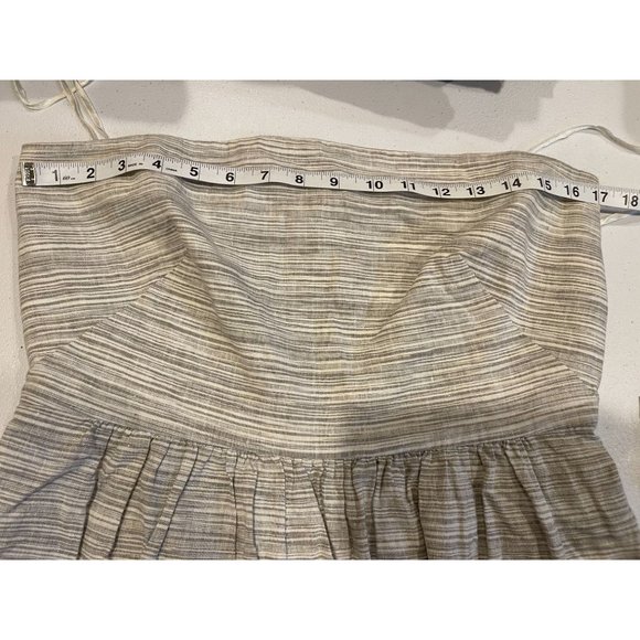Banana Republic Womens Strapless Mini Dress Pinstripe Linen Grey White Size 10 - Picture 4 of 7